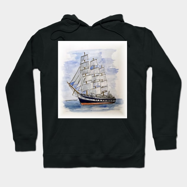 Tall Ship from an original watercolour sketch Hoodie by bobpetcher